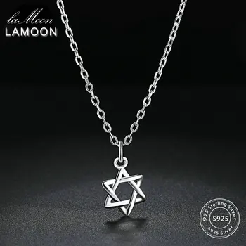 

LAMOON 2018 New Classic Hexagram Star Pendant Necklace 925 Sterling Silver Jewelry Fine for Women LMNY033