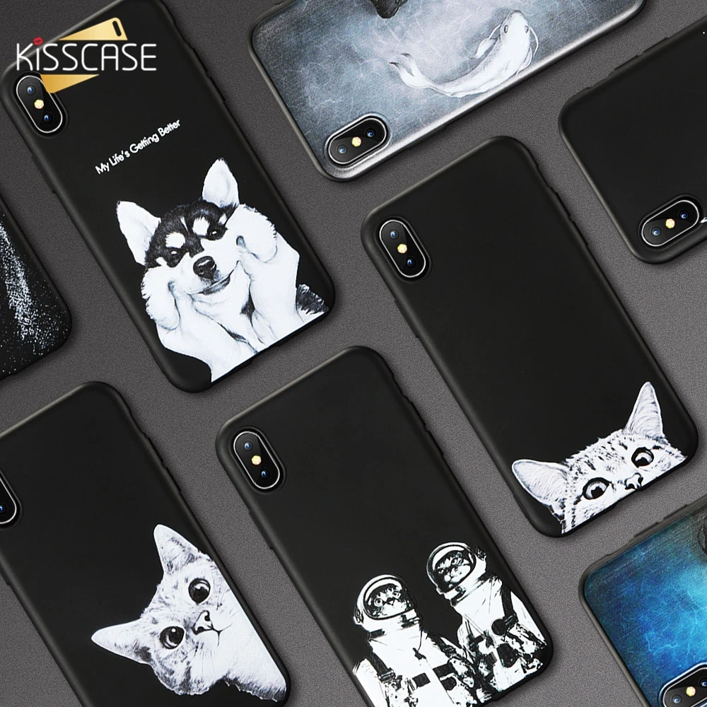 KISSCASE Soft Cute Phone Case For iPhone X XS MAX 7 8 Cover Star Night Cute Cat Cases For iPhone 6 6S 7 8 plus 5 5s SE XR Covers