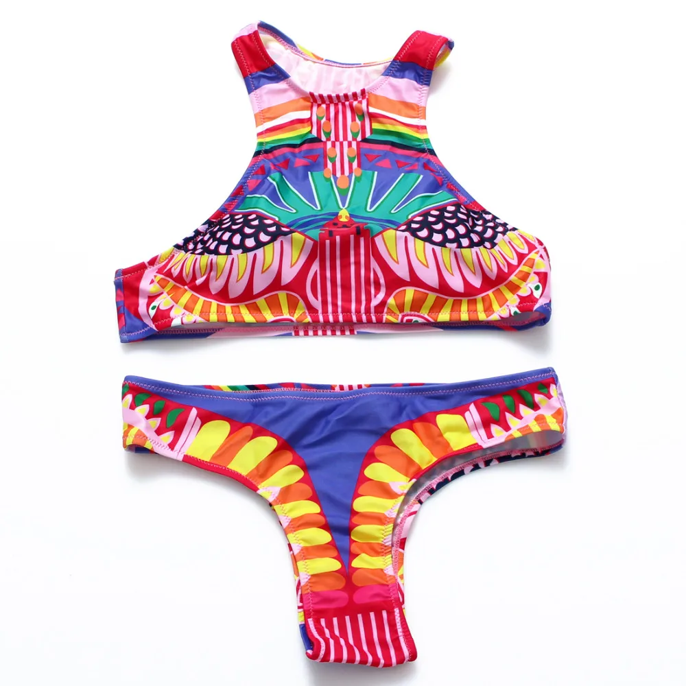 DD&MM Aztec High Neck Bikini Set Biquini Bodycon Junior Brazilian