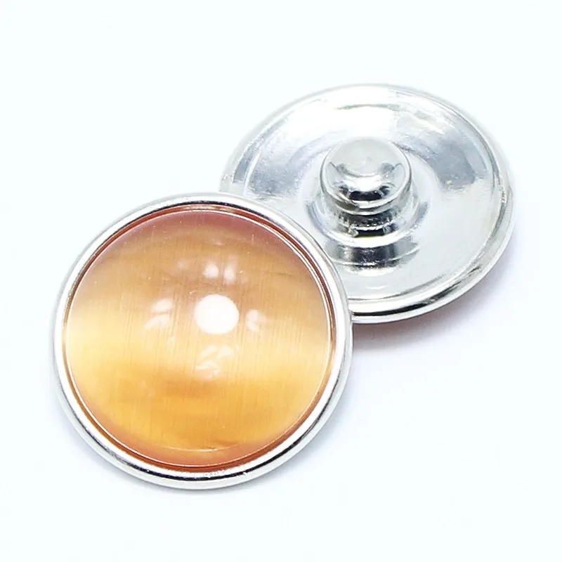 10pcs/lot hot ginger alloy cat's eyes stone snaps charms jewelry fit snaps bracelets snaps