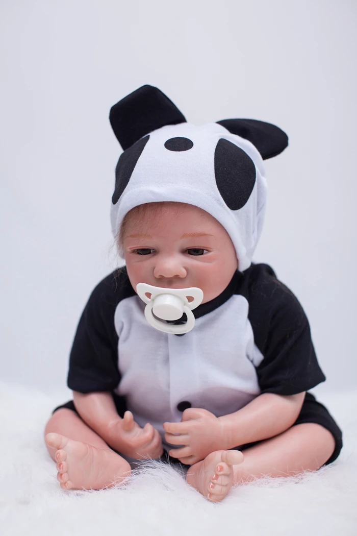 

Soft Body Silicone Reborn Baby Dolls Toy Lifelike 50cm Exquisite Newborn Boys Babies With Magnet Mouth Play House Bedtime Toy