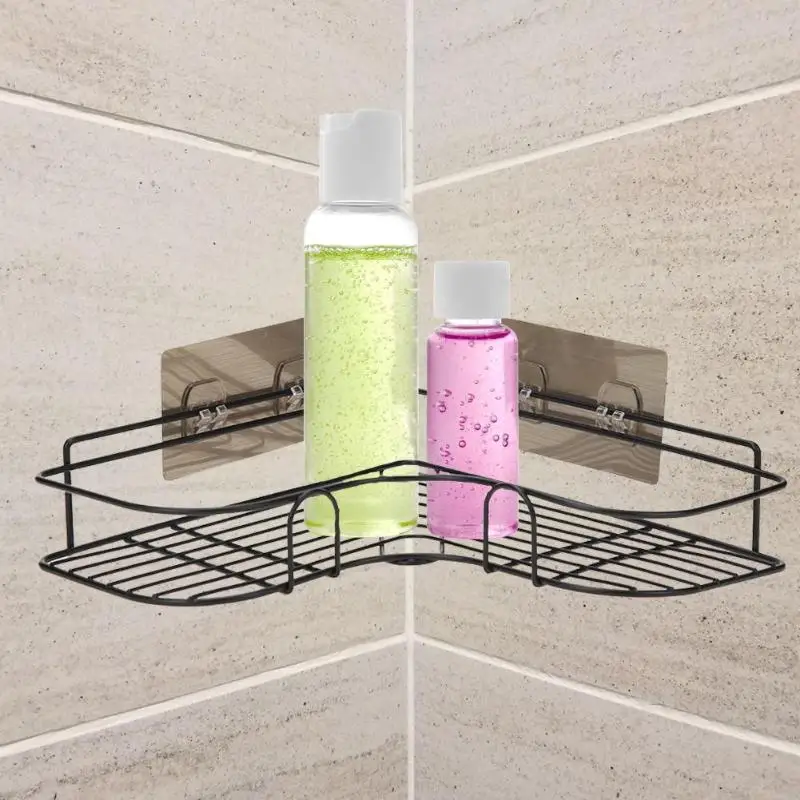 Kitchen Triangle Storage Organizer No Drilling Bathroom Shampoo Shower Shelf Corner Holder Corner Toilet Organizer