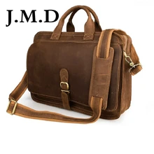 J.m.d 2017 nueva llegada 100% real de crazy horse hombres del cuero del ordenador portátil maletines bolso bolso bolso de hombro vendedor caliente 6020