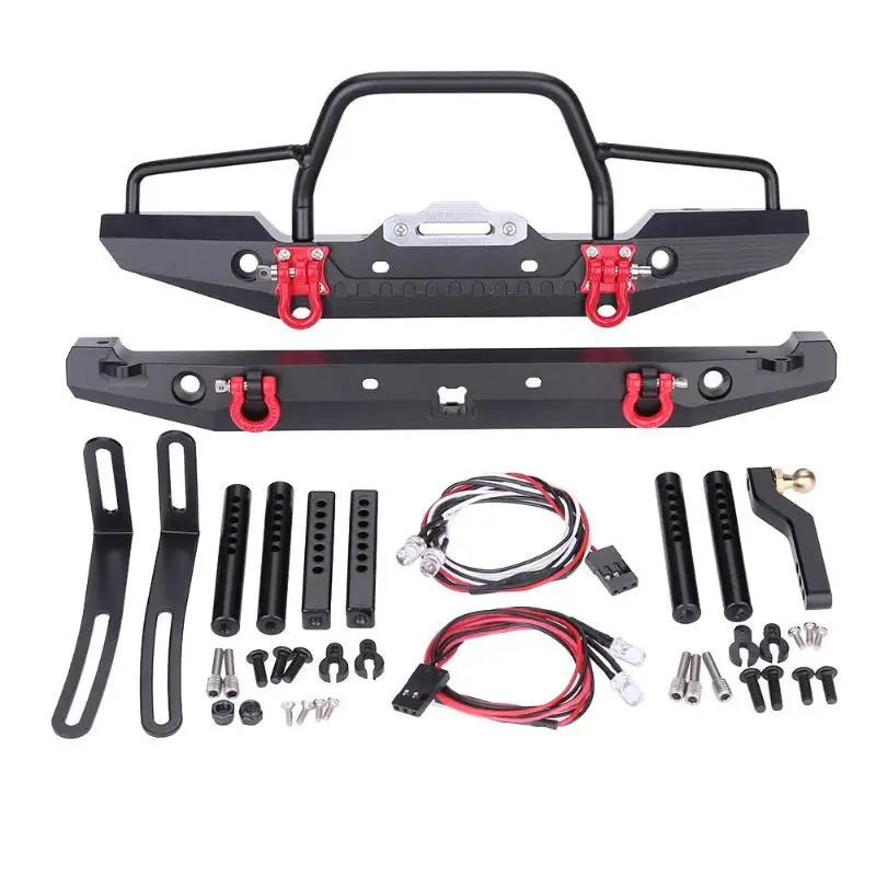 1/10 RC Rock Crawler Metal Front Bumper with Led Light RC Cares Parts