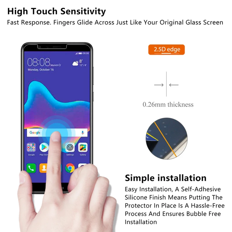 Защитное стекло для huawei Y9 Y7 Pro, Защита экрана для huawei Y6, закаленное стекло для huawei Y6 Y5 Prime, защитная пленка