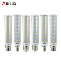 Arilux E27 E14 B22 Светодиодный Лампочки 15 W 5730smd без вспышки светодиодный кукурузы лампы Супер яркий T10 трубчатые лампы замена AC85-265V
