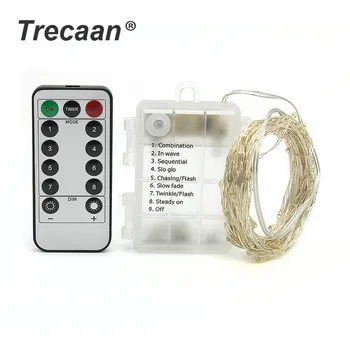 Battery Powered Copper Silver Wire LED String Light Fairy Garland Lamp Decorative Christmas With 8 Modes Remote Control battery powered remote control private parking lock