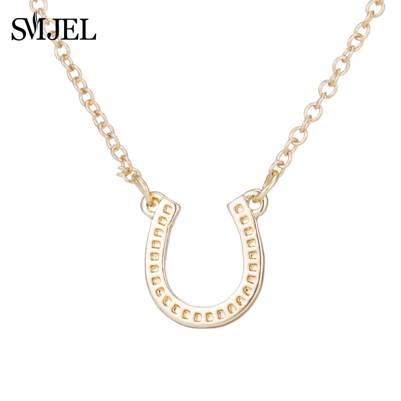 

SMJEL Accessories U Shape Horse Hoof Necklace Lucky Gold Jewelry Horseshoe Pendant Necklace Women /Men Gifts Collares