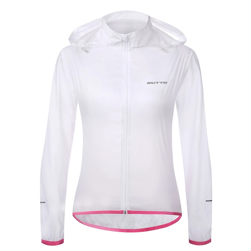 Женский велосипедный дождевик Outto, велосипедная ветрозащитная ездовая куртка, ветровка с длинным рукавом - Цвет: 150011 White