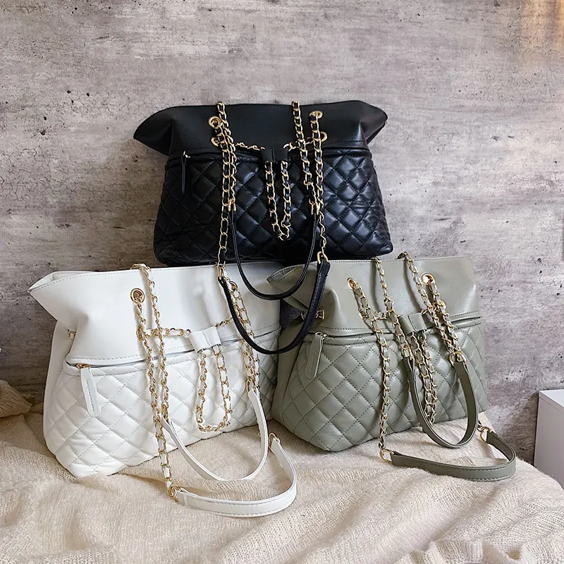 

Large Pu Leather Women Handbags New Diamond Lattice Chain High-capacity Shoulder Bag for Lady Quality Brand Tote Bag for Female