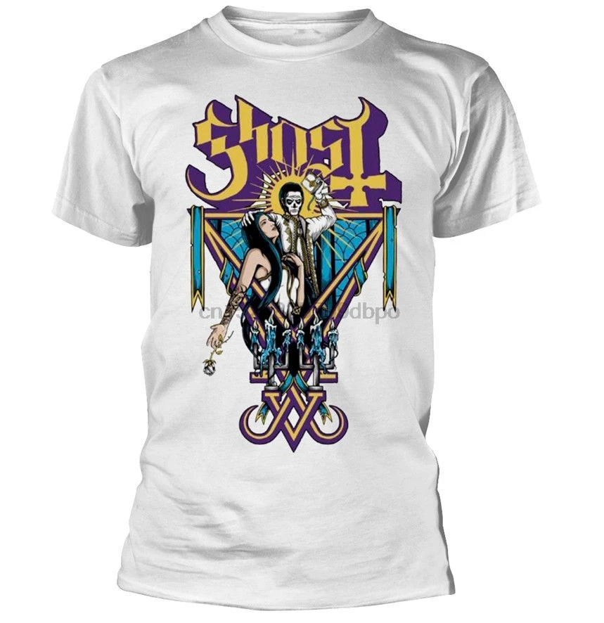 Мужская футболка Ghost Blessed белая рубашка S M L XL XXL Официальная металлическая