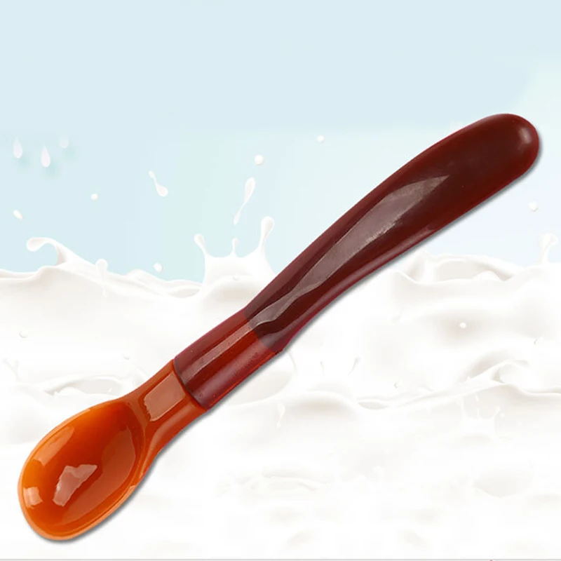1PC Baby Silicone Spoon Safety Temperature Sensing Kids Children Flatware Feeding | Мать и ребенок