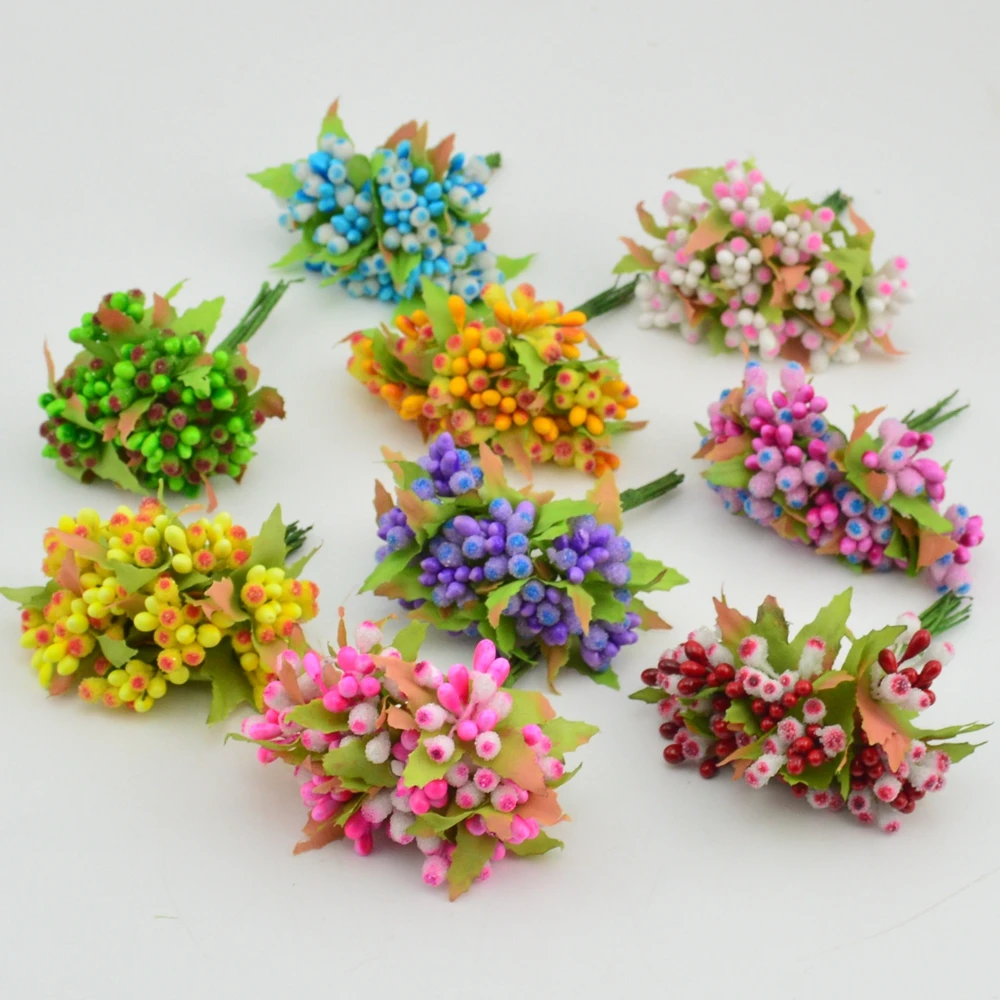 

10pcs Mini Berry Stamen Artificial flower for Wedding scrapbook Decoration DIY wreaths craft Flowers New arrivel