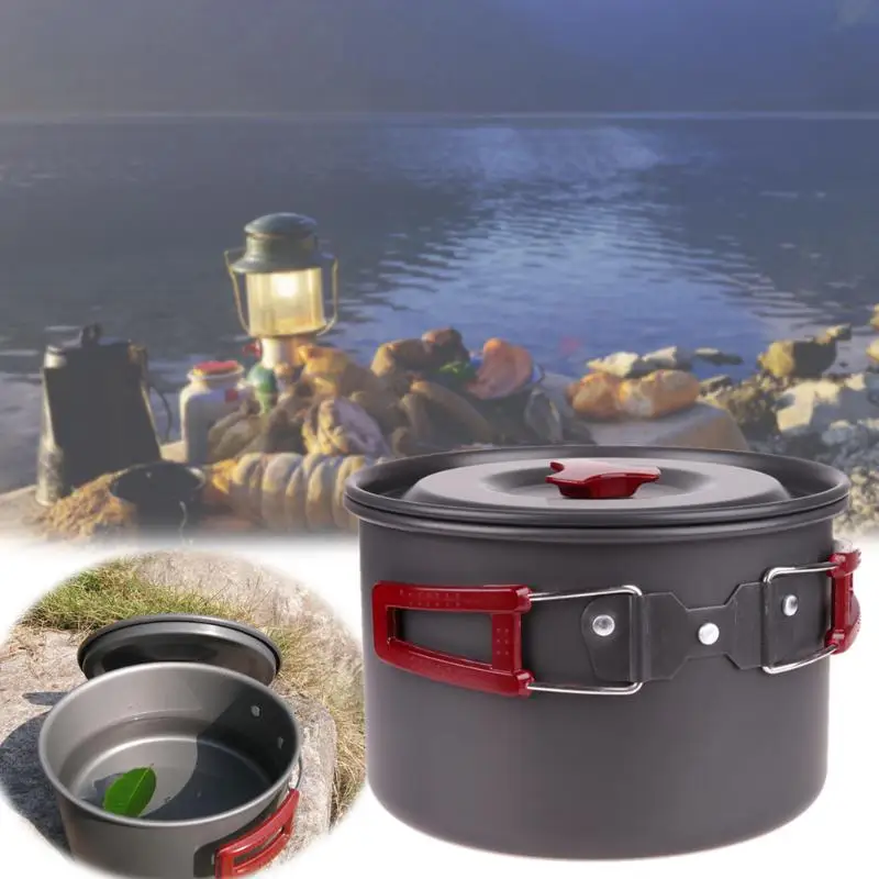 

Portable Camping Cookware Tourism Outdoor Hiking Fishing Picnic Cookware Cooking Pots for Picnic BBQ Non-stick Pots Pans Bowls