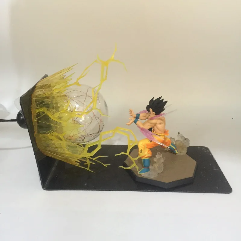 Аниме Dragon Ball Z Goku Vegeta Spirit Bomb фигурки светодиодный светильник шар игрушка Супер Saiya Kamehameha взрыв сцены подарок - Цвет: Yellow Goku