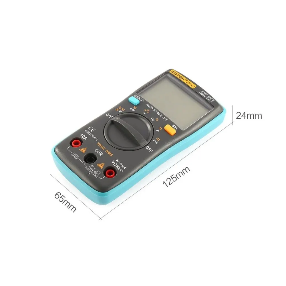 OTEK ZT101 Мини автоматический Диапазон Цифровой мультиметр 6000 отсчетов AC/DC Амперметр Вольтметр 550 в защита от перегрузки ЖК-подсветка J15C17