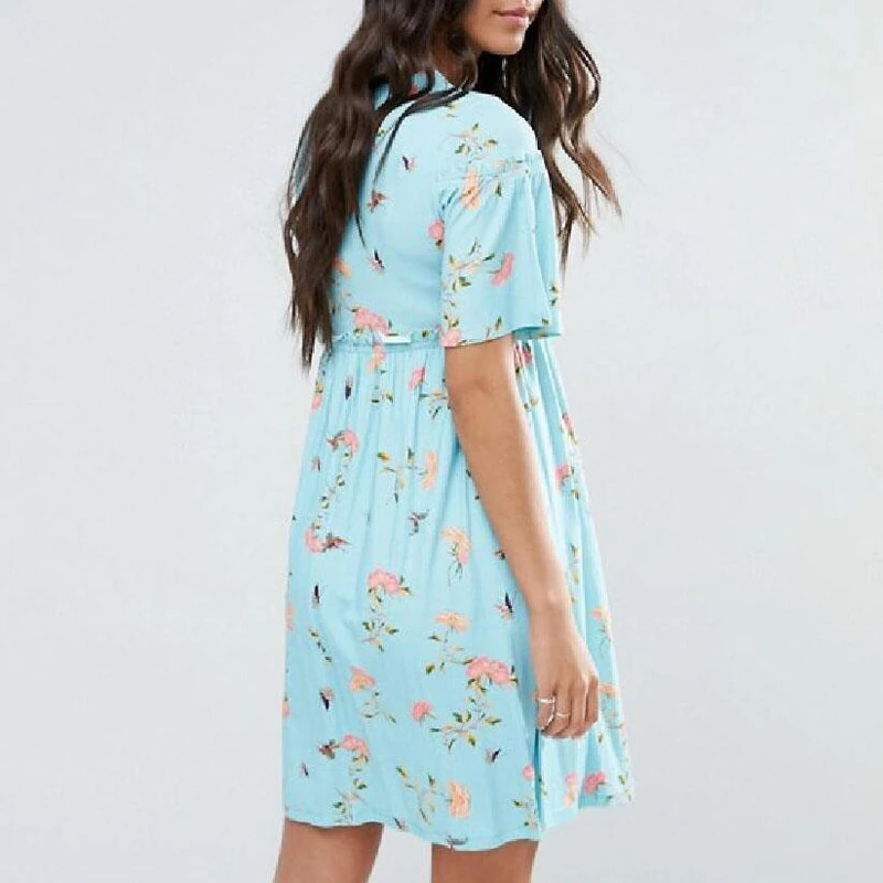 AS1740 New Maternity Dresses Casual Boat Neck Summer Maternity Elegant Short Sleeve Print Pregnancy Dress 02