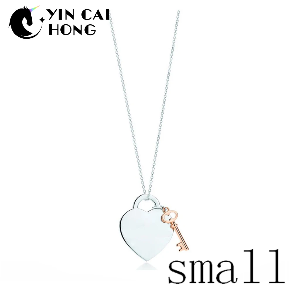 

YCH Charm Gift 925 Sterling Silver Heart Lock Rose Gold Key TIFF Attractive Elegance Temperament Earrings World Jewelry