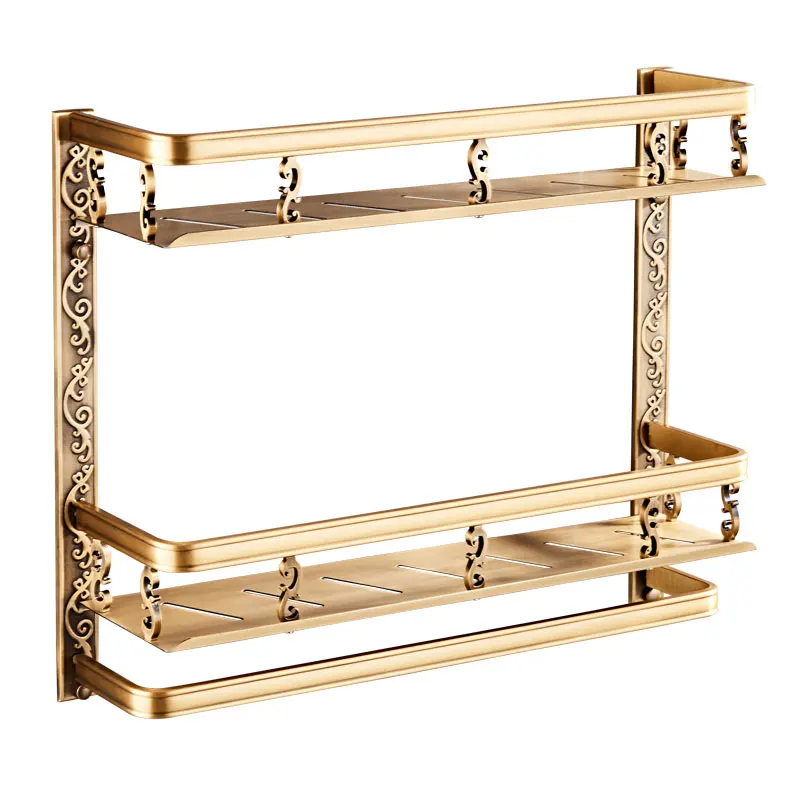 

A1 European antique multi-function rack space aluminum double belt towel bar bathroom hardware accessories LO581151