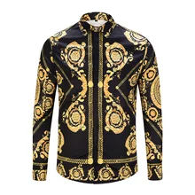 Королевская Ретро Мужская рубашка Повседневная рубашка с длинными рукавами дизайнерская Роскошная рубашка для отдыха Модная рубашка смокинг мужская рубашка с 3D принтом
