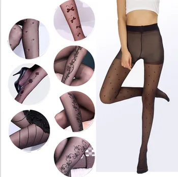 

Women Nylon Jacquard silk stockings Flower Cored Wire Slim Thin Tight Sexy Black yellow High Quality Pantyhose Cheap Sale