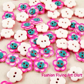 

Button buttons pink flower children's clothing button 11mm free shipping