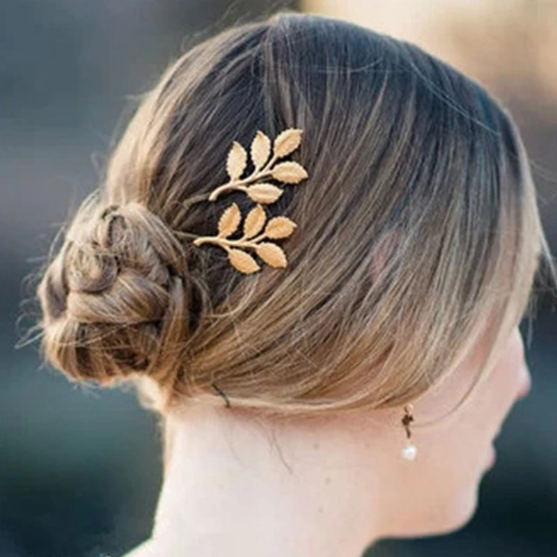

8Seasons Vintage Zinc Based Alloy Hair Accessories Gold Color Leaf For Women Grils Party Hair Jewelry 5.8cm(2 2/8"), 1 Piece