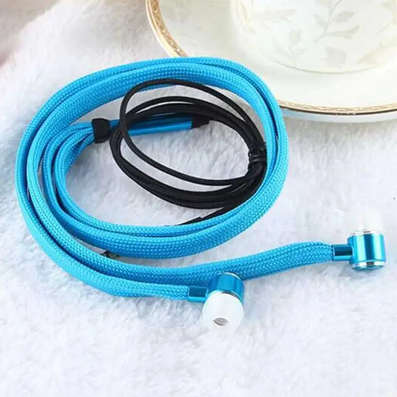 Shoelace Earphone cord Metal In Ear 3.5mm jack Earphones Bass Headset Stereo Sport Headphones With Mic#20