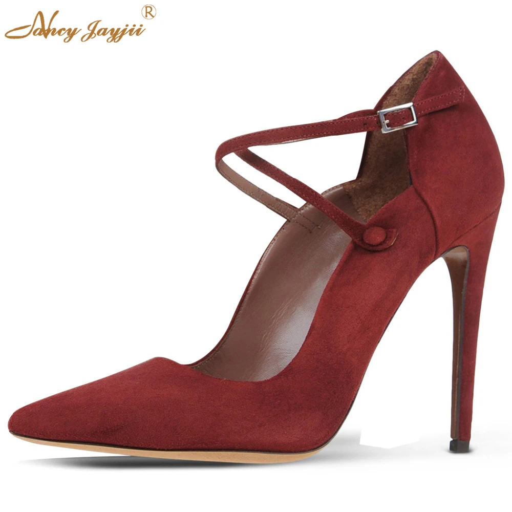 wine colored open toe heels