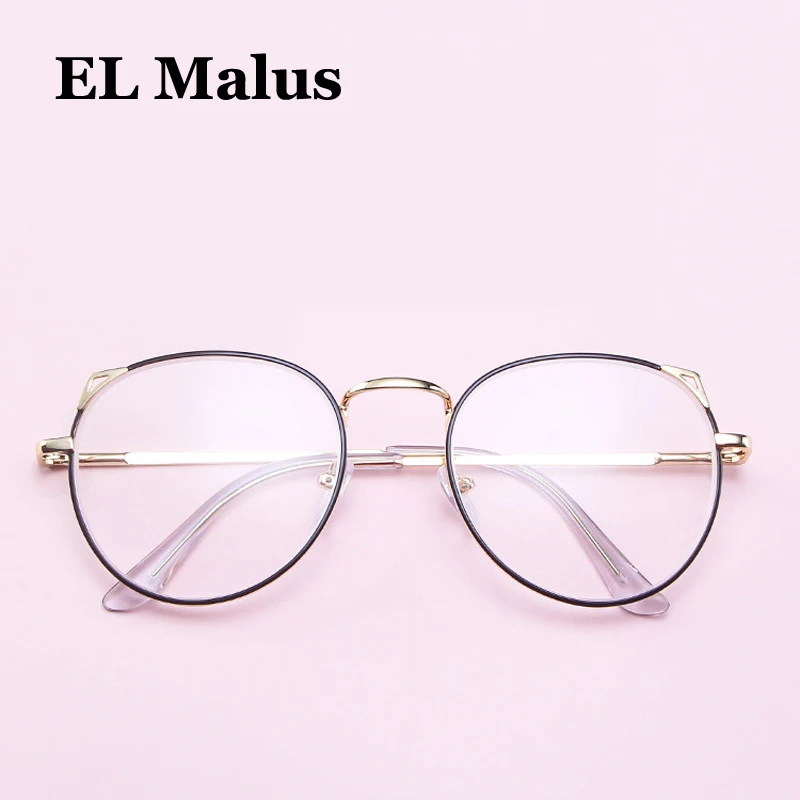

[EL Malus]Myopia Glasses Women Metal Cute Cat Ear Frame Students Short-sight Optical Lens Gold Silver -1 -1.5 -2 -2.5 -3 -3.5 -4