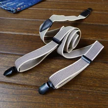 3 зажима эластичная подвеска белый цвет черная полоса подтяжки полоса стиль