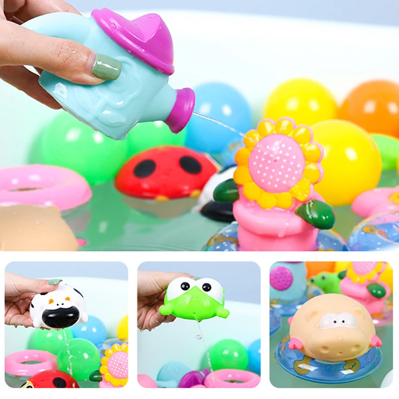 Новые детские купальные игрушки милые смешанные животные Плавание Дети поплавок сжимаемая игрушка мягкая резиновая Ванна сжимать писклявый звук набор игрушек