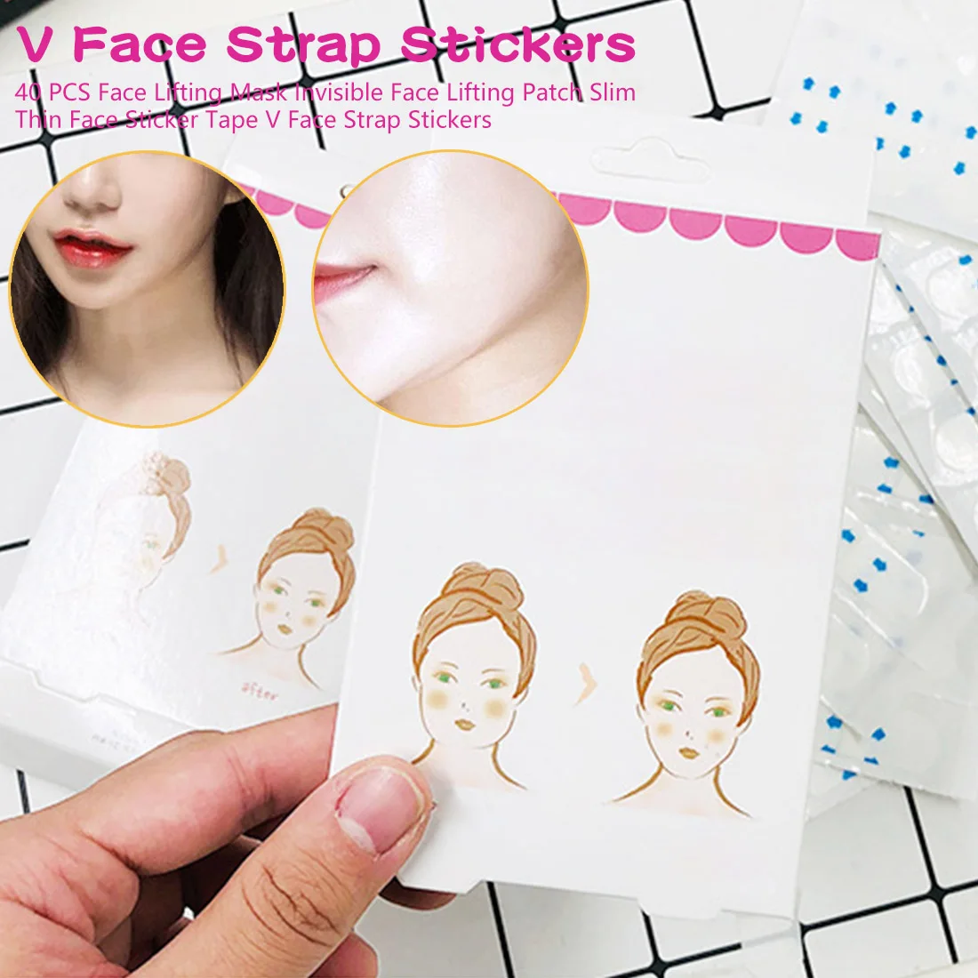 Лифт двойной подбородок лента Face пластырь лифтинг кожи v-образный сторонний стикер средства для похудения Красота невидимая наклейка