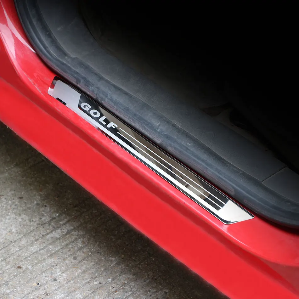 Нержавеющая сталь 4 шт./компл. автомобиля порога Добро пожаловать педаль отделка Подходит для Volkswagen VW Golf 6 7 MK6 MK7 2008- Запчасти
