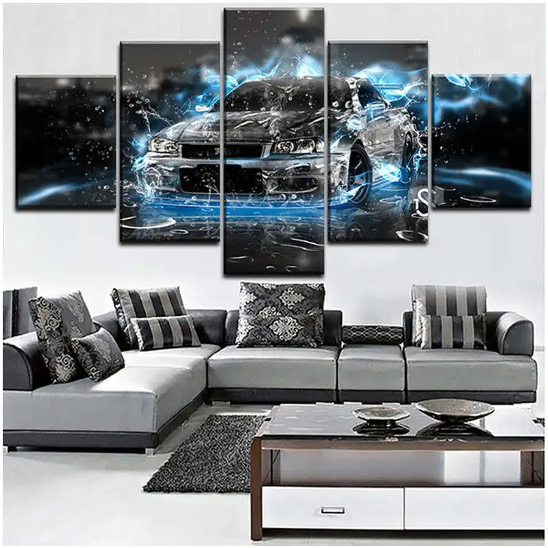 Home Decor diy Diamond Painting Cross Stitch Abstract Car 5d full square round Diamond Embroidery 5 Piece Skyline Car HYY - Цвет: Round Drill