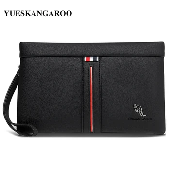 

Luxury Brand Men Wallets Casual Business Men Clutch Bag High Quality Zipper Envelope Long Wallet Slim Handbag Leather Male Purse