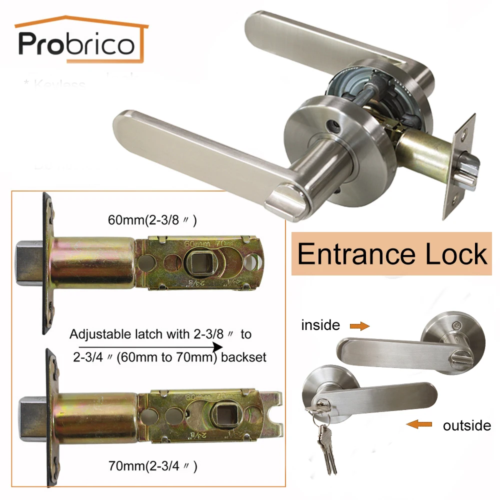 Защитная дверная ручка Probrico замок с ключом для межкомнатной двери замок атласный никель Передняя Задняя дверь рычаг входной замок для спальни