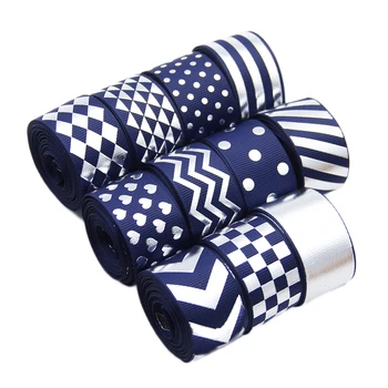 

Mixed 11rolls/Set Silver Foil Stripe Printed Grosgrain Ribbon Fabric DIY Wrapping/Party/Hair Bow Decor Sewing 5yard/Roll,1Yc6184