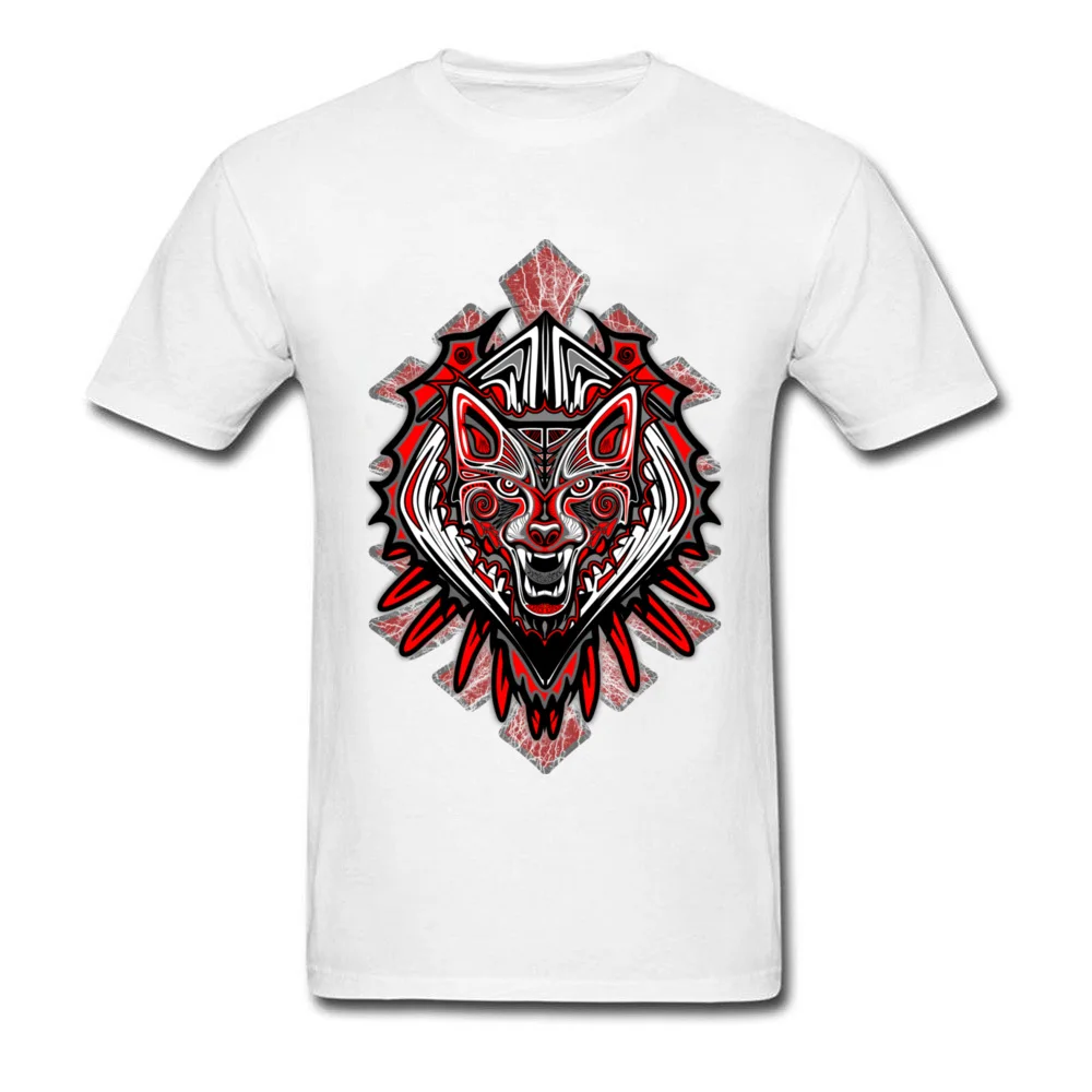 Wolf Tattoo Style Haida Art Short Sleeve Tops Tees Crew Neck All Cotton Men T Shirts Party Clothing Shirt Oversized Wolf Tattoo Style Haida Art white
