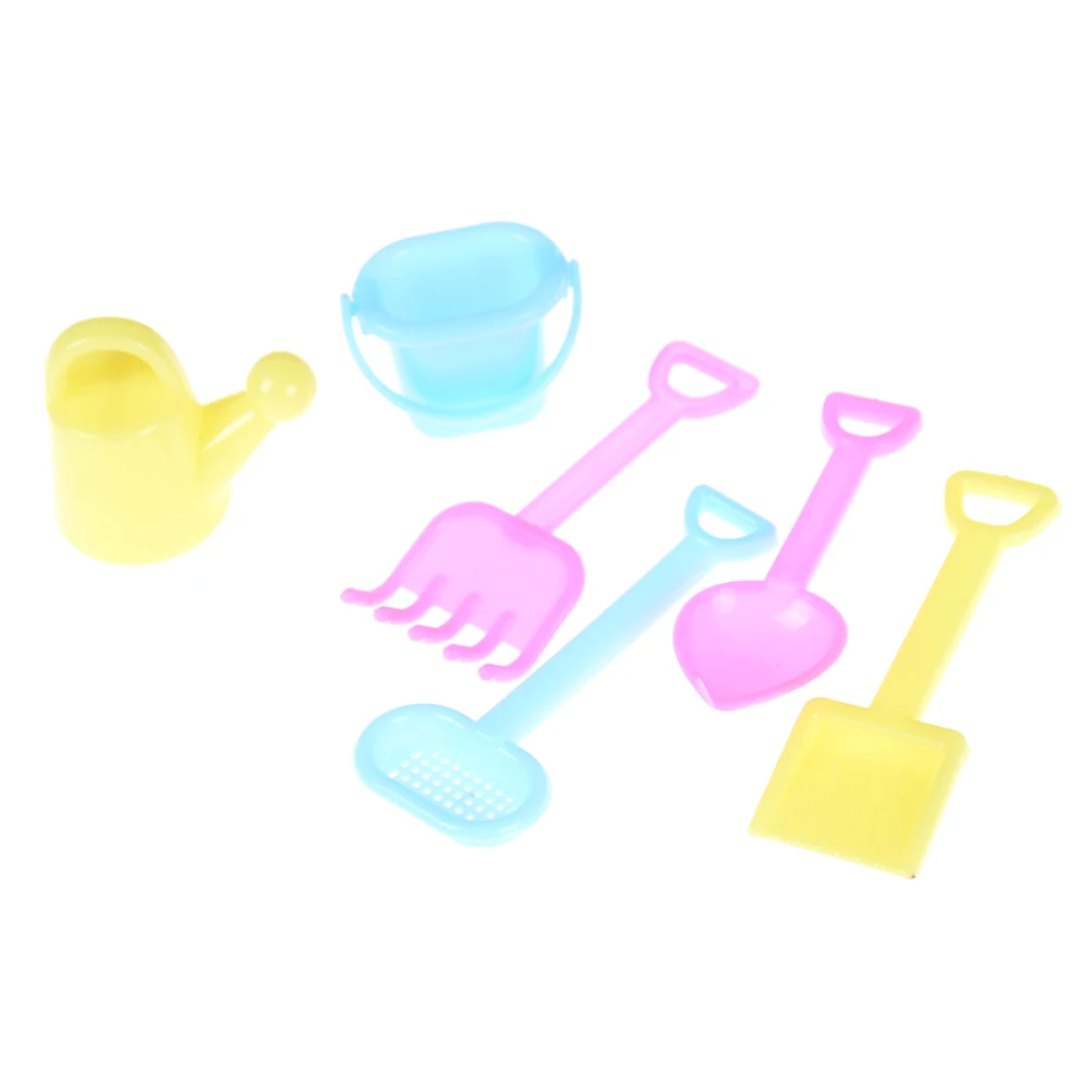 

6 Pieces Watering Can for 1/6 Barbi Doll House Deco Classic Plastic Garden Tools r Accs Furniture Toys Kids Xmas Birthday Gift