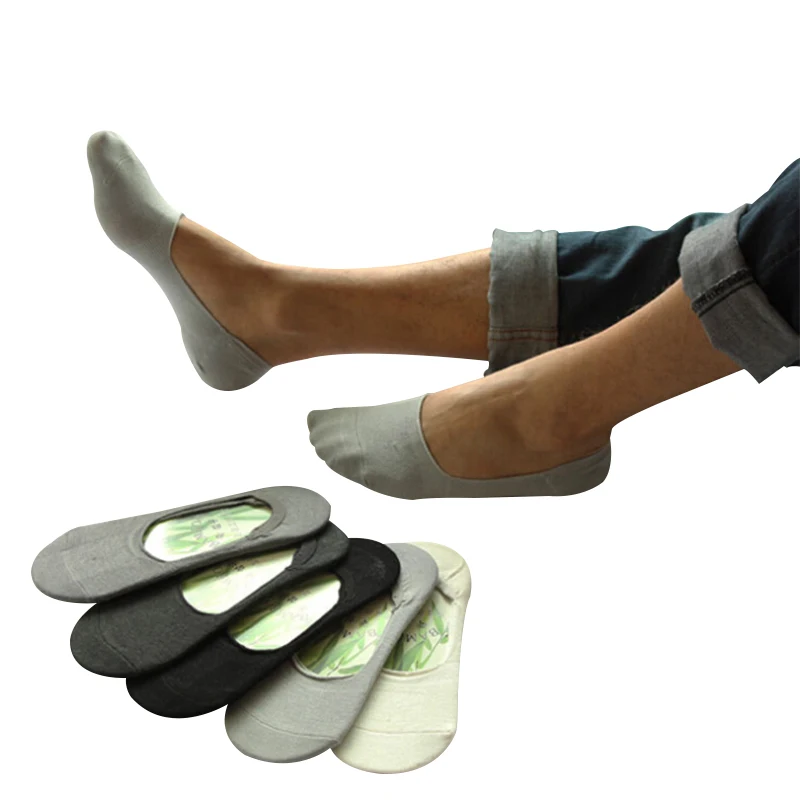 men summer bamboo fibre non slip invisible boat socks male low sock