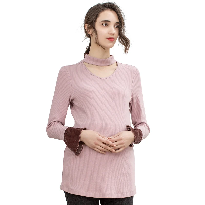 

Loveincolors Maternity Women Knitwear Cotton Spring Flare Sleeve Elegant Soft Pregnant Clothes