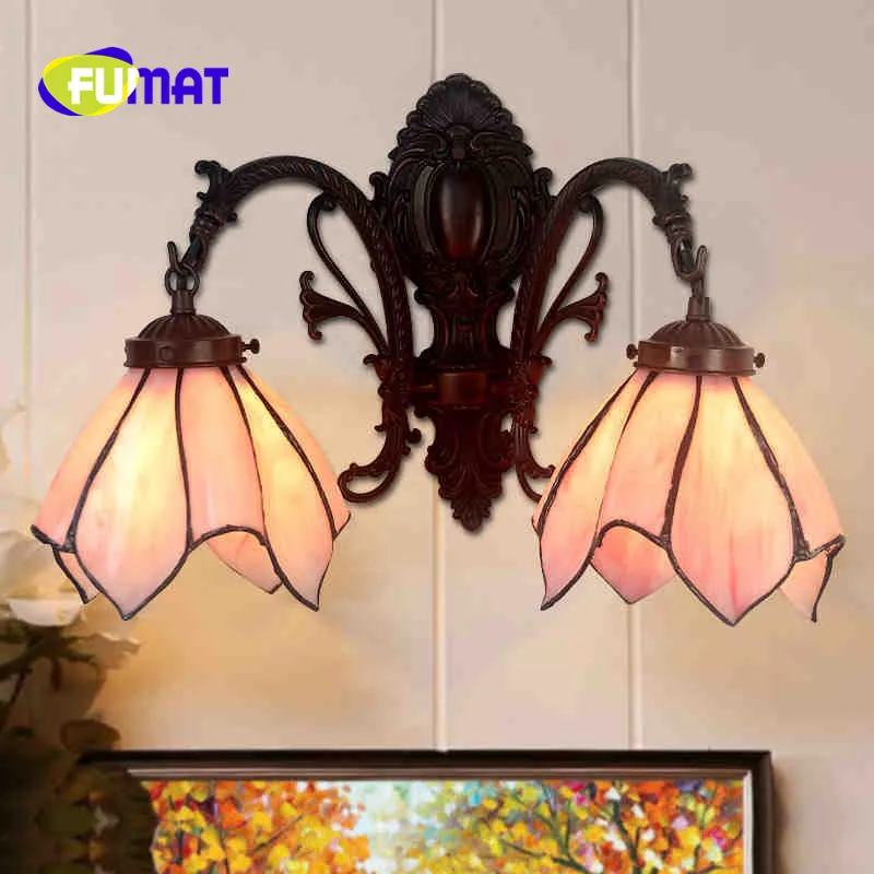 

FUMAT American Minimalist Creative Tiffany Morning Glory Bedroom Living Room Kitchen Art LED Decorative Lighting Home Wall Lamp
