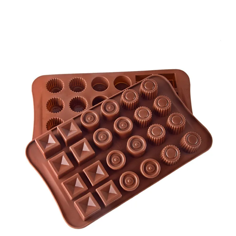 24 квадратные и круглые формы силиконовые форма для печенья шоколада формы DIY для желе для мыла формы кондитерские инструменты CM044