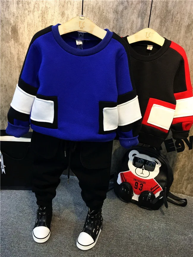 

winter 2pcs baby Clothes Boy Set Winter Toddler Boys Clothing Set Children Clothing Kids Outfits Thicken sweater+ thicken jeans