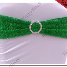 Стиль Свадебные украшения зеленый спандекс сексуальный мигающий стул полоса с пластиковой круглой пряжкой, свадебные сувениры