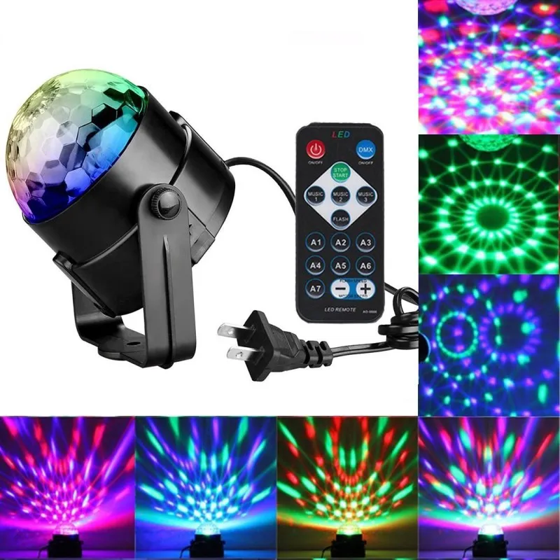 LED Disco Dj light Crystal Magic Ball 7 Colors Stage Lighting Effect Voice Sound Control Laser light KTV Christmas Party lamp smuxi portable stage light auto voice led laser projector stage lighting effect dj ktv party christmas decor remote control