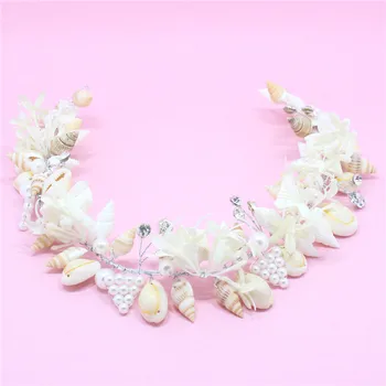 

Seaside wedding new Clear rhinestone shell Bridal Tiara headband headwear wedding hair accessories
