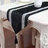 Chemin de table de table luxueux, en velours noir, avec perles en diamant, accessoire de table, cadeau européen ► Photo 1/4