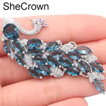 Дизайн большой Феникс Лондон Голубой топаз, турмалин CZ secrown Подарок серебряная брошь 61x26 мм